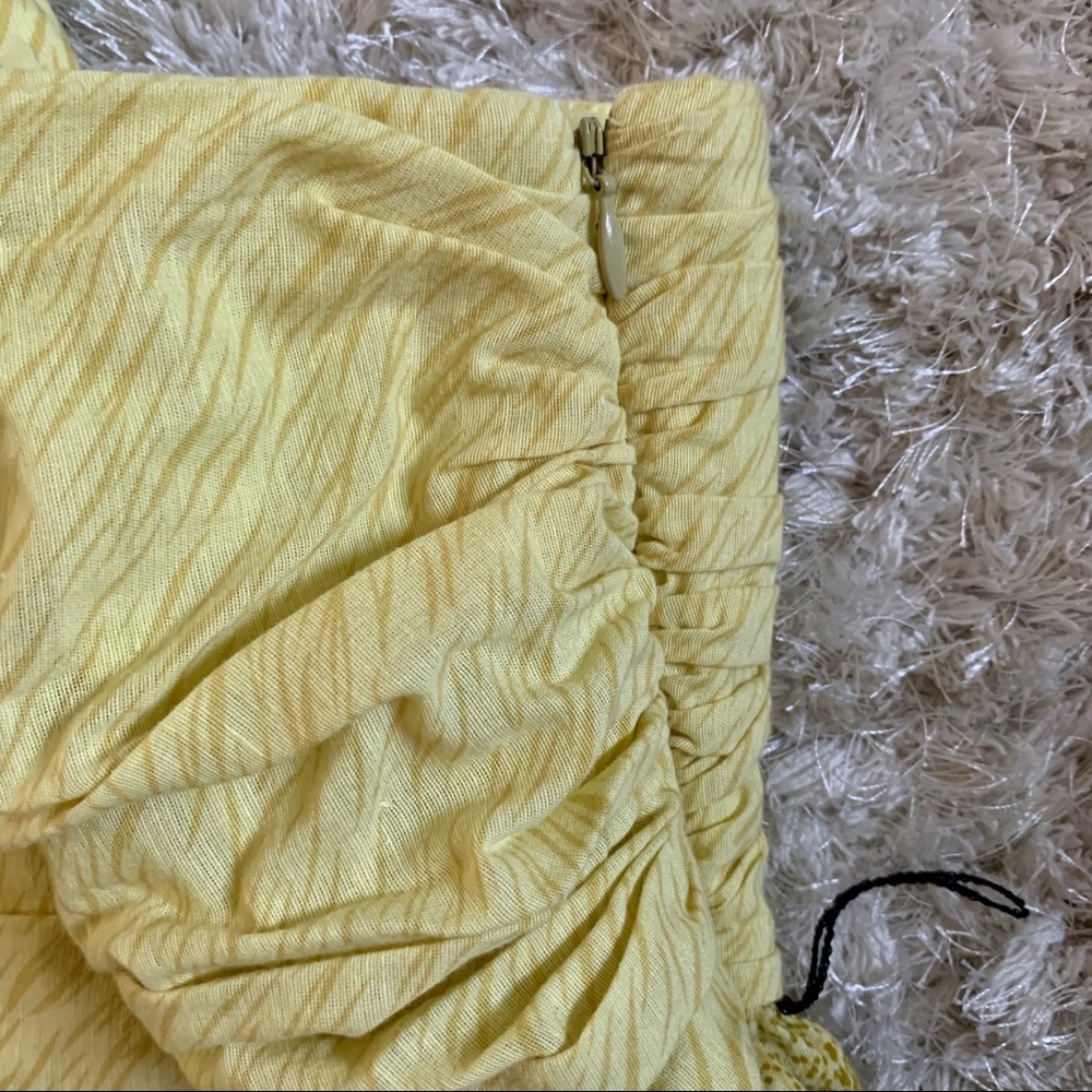 Anthropologie Strapless Yellow Green Fish-Print Dress - Picture 8 of 10